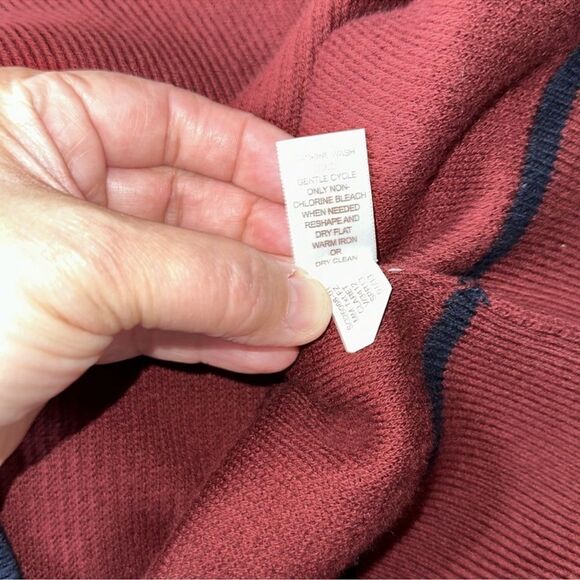 Banana Republic x Mad Men L Burgundy Navy Knit Full Zip Cardigan Sweater - Picture 12 of 13